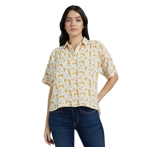 Pepe Jeans Women's Relaxed Fit Shirt (PL305079_Mustard Brown