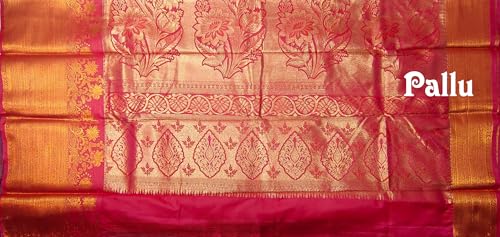 VFCollections Women's Traditional Handloom Kanchipuram Silk Pure Pattu Sarees | Rich Zari Woven Design | Unstitched Blouse (VFC106) (VFC264-2)