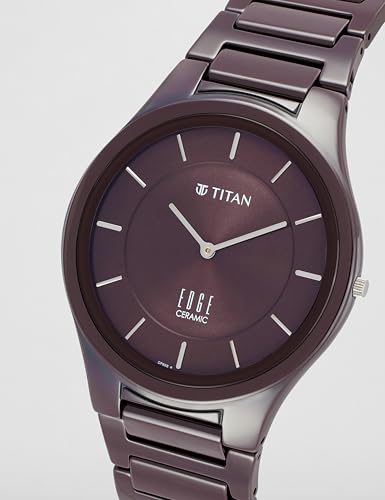 Titan Wine Ceramic Quartz Analog Maroon Dial Ceramic Strap Watch for Men | Analog Men's Watch - 1696QC19