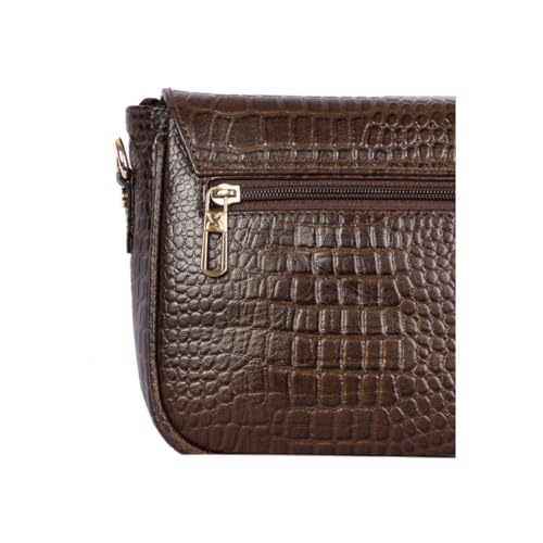 Firme Croco Women's Leather Sling Bag | Sling Bag for Women | Lightweight | Black (M Green)