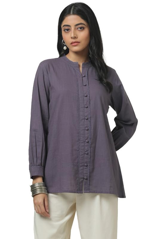 Soch Womens Purple Cotton Slub Solid Tunic