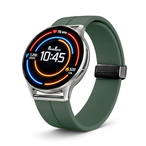 PunnkFunnk Evo Vista Smartwatch for Men & Women | 1.43" AMOLED Full-Touch Round Display | Bluetooth Calling, 120+ Sports Modes, Heart Rate & SPO₂, IP68 Waterproof Smart Watch- (Magnetic Green)