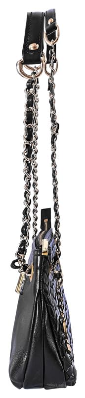 eske Fritzi Genuine Leather Shoulder Bag (Black Hand-Stitched)