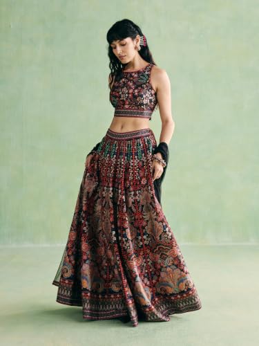 Aarke Ritu Kumar Black Festive Blouse With Lehanga And Dupatta