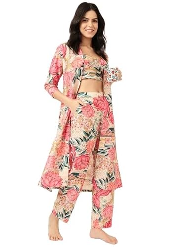 STORIES OF BANNO'S SWAGGER | Woman Polyester Printed Coord Set | Pajama Set | Coord Set for Women Pink
