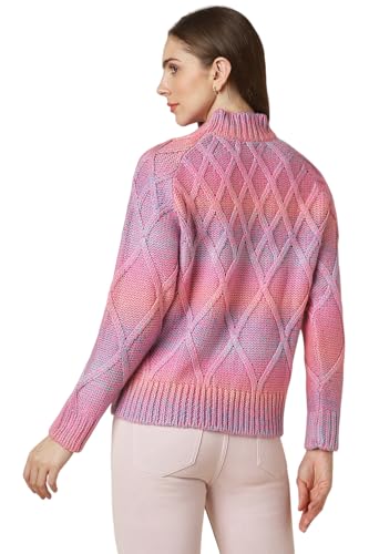 Allen Solly Women Pink Print Round Neck Casual Sweater