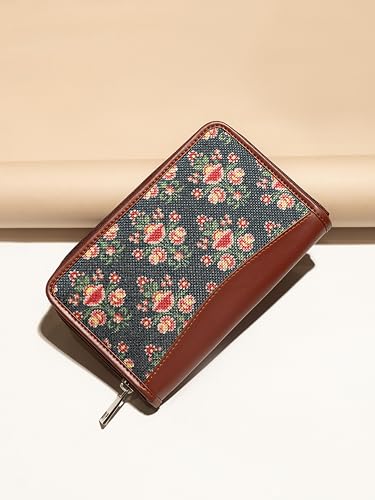ZOUK Women's Handmade Vegan Leather Wallet with Indian Print - Multicolour