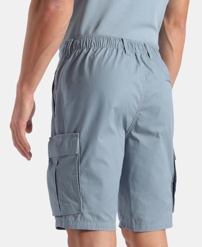Jockey MZ08 Men Super Combed Cotton Woven Straight Fit Cargo Shorts with Seven Pockets_Windward Blue_M