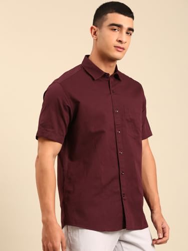 Cavallo by Linen Club Half Sleeve Solid Regular Fit Linen Casual Shirt