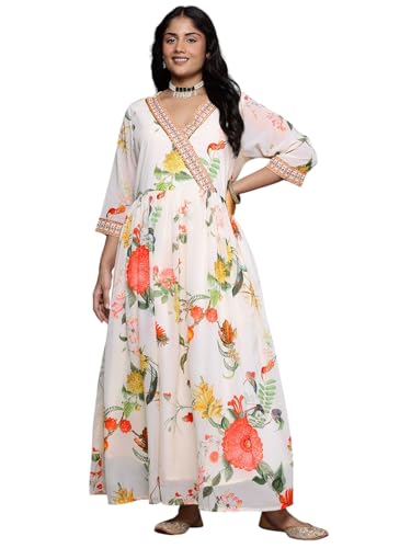 Floral Printed Sequined Detail Wrap Maxi Dress