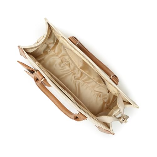Fastrack Ivory Edge Satchel | Faux-Leather Women's Handbag | Dual Carry with Detachable Strap | Structured Tote with Envelope Charm