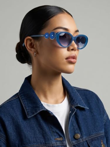 IRUS Women Oval sunglasses | 100% UV protection | Small Size | Blue Gradient Polycarbonate lens
