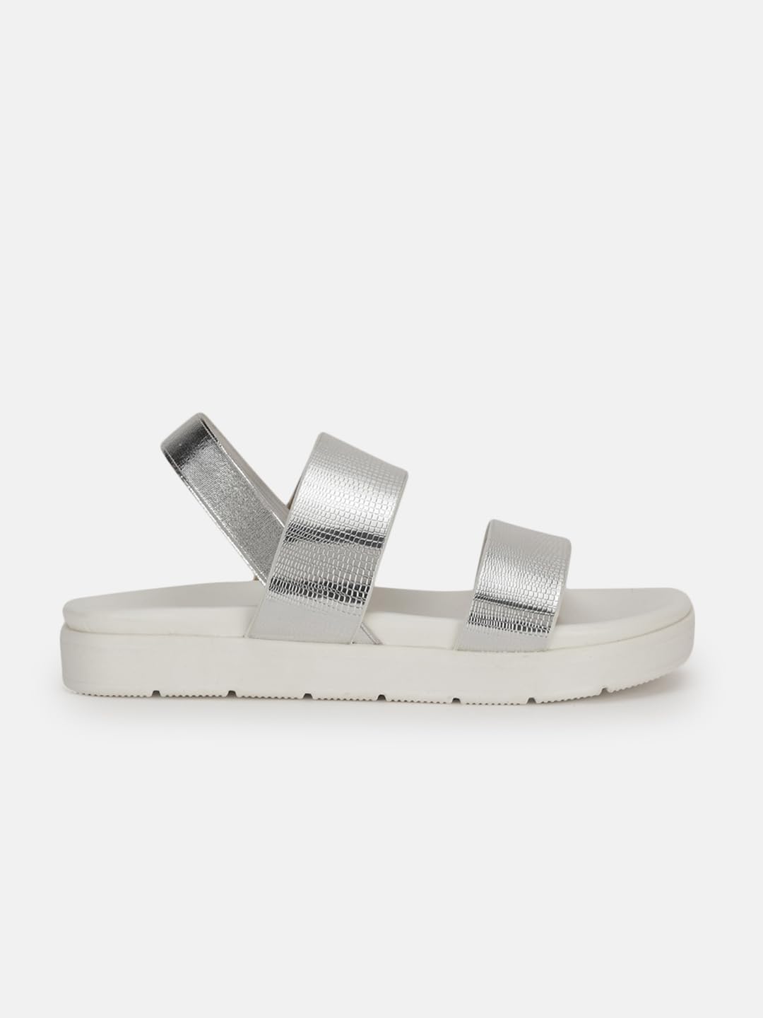 Marc Loire Women Embellished Platform Heel Fashion Sandal with Adjustable Ankle Strap (Silver, 4)