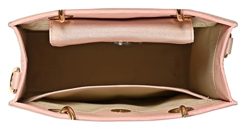 eske Vegan Leather Sofia Handbag, Detachable Strap, 8 cm Handle Drop, 57 cm Shoulder Drop (Pink Saffiano)