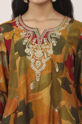 Rangriti Viscose Polyester Printed A-Line Festive Kurta With Salwar And Dupatta
