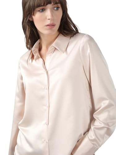 VERO MODA Women's Polyester Regular Fit Beige Shirt