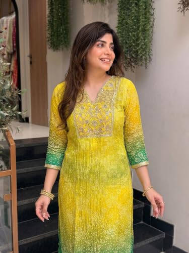 VARNI FABRICS: A lady's First Love Women's Yellow Silk Blend Embroidered Straight Kurta Set With Pant And Dupatta