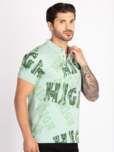 Status Quo Mens All Over Printed Polo T-Shirt SAGE