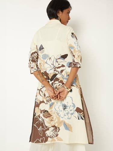 Max Women Printed A-line Kurta(White_M)