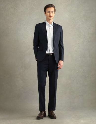 Arrow Men's Wool Business Suit Pants Set (ARAJSU5547_Navy
