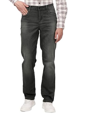Indian Terrain Mens Green Cotton Blend Regular Fit Jeans