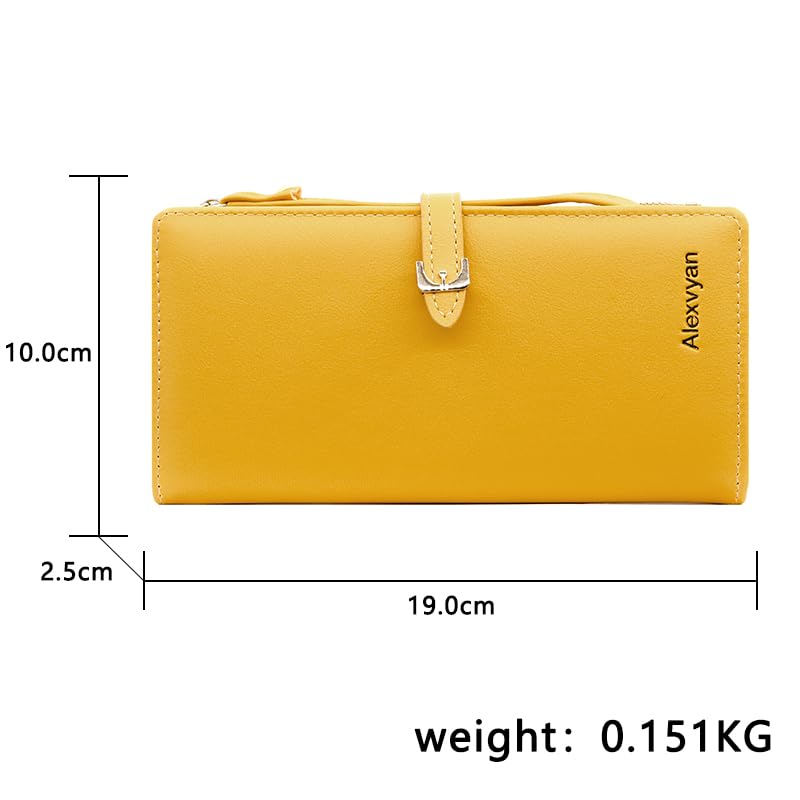 Alexvyan Yellow Long Belt Design Bi-Fold Women's Purse Wallet Card Organizer Female Hand Purse Clutch Women/Ladies/Girls Wallets 12 Card Holder 3 Long Pocket -1 Zipper Long Coin Pocket