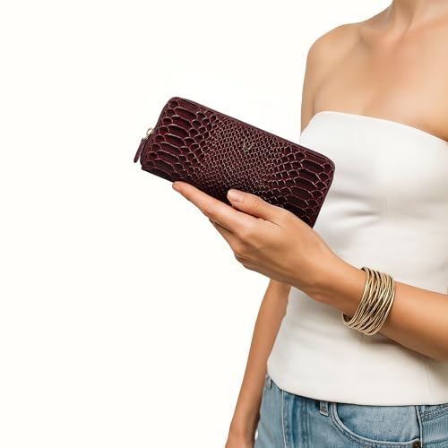 Hidesign Women's Cotton Ee Angara Wii Rf Medium Marsala Zip Around (Wallet)