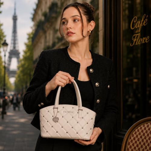 Caprese X Emily in Paris Ashley Medium Tote Shoulder Bag with Multi-Compartment Interior, Secure Zipper Closure & Exclusive Metal Charm, Handbag for Work, Travel & Occasion