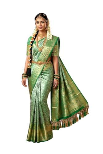SREE KUMARAN Women's Traditional Handloom Kanchipuram Silk Pure Pattu Sarees | Unstitched Blouse (VSK125-1)