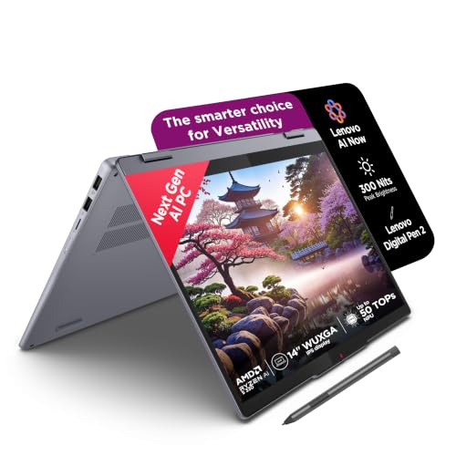 Lenovo IdeaPad 5 2-in-1 AMD Ryzen AI 5 330 (16GB RAM/512GB SSD/14 (35.5cm)/WUXGA IPS/Copilot+PC/Windows 11/Office 2024/Lenovo Digital Pen 2/1Yr ADP/Grey/1.6Kg), 83KT008AIN Convertible Laptop