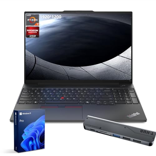 Lenovo ThinkPad E16 Gen 2 Business Laptop, 16" FHD+ Display, AMD Ryzen 7 7735U, 64GB DDR5 RAM, 1TB SSD, Fingerprint, Backlit, Wi-Fi 6, Windows 11 Pro, Bundle with Targus USB-C 100W Docking Station