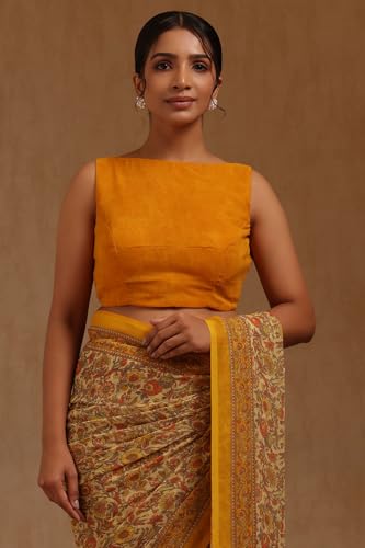 Soch Womens Yellow Georgette Floral Print Saree