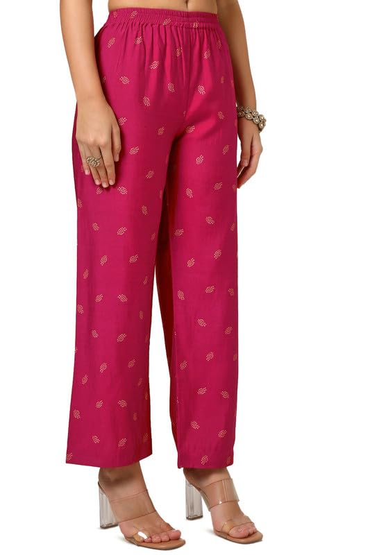 Soch Womens Fuchsia Muslin Blend Bandhani Print Suit Set With Sequins