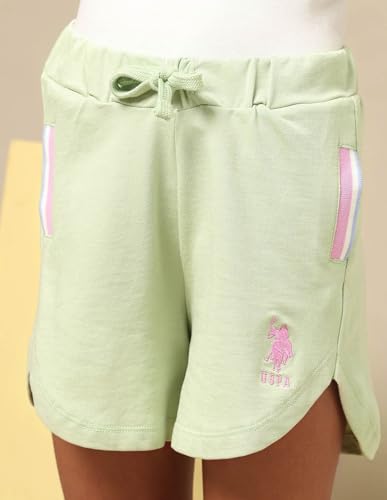 U.S. POLO ASSN. Girls Solid Regular Fit Shorts (UGSRT0126_Light Green_2-3Y)