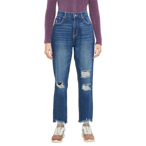 Madame Women Solid Denim Jeans Blue