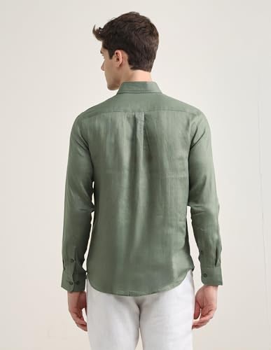 U.S.Polo Association Men's Solid Regular Fit Shirt (USSHTP1264_Light Olive_48)