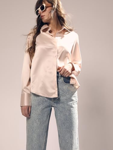 VERO MODA Women's Polyester Regular Fit Beige Shirt