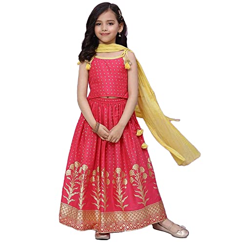 BIBA Girls Cotton Lehenga Set Readymade Pink 6 Years-7 Years