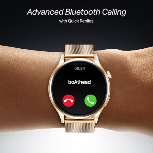boAt Lunar Discovery Pro, 1.39" Display, Premium Metal Build, Round Dial, Emergency SOS, Functional Crown, Multiple Sports Modes, HR,SpO2 & Sleep Tracking, Smart Watch for Men & Women (Rose Gold)