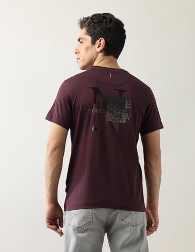 Arrow New York Men's Regular Fit T-Shirt (ANAJTS3123_Purple