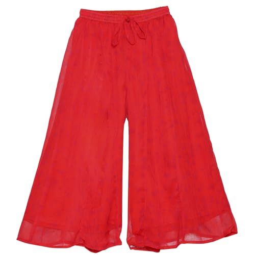 Biba Girl's Orange-Coral Polyester Blend Gathered Suit Set