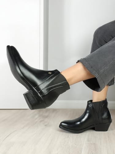Elle Women's Fashionable Slip-On Boots Colour-Black, Size-UK 8