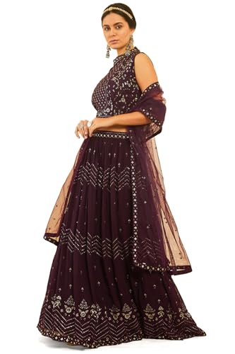 Soch Women's Georgette Lehenga Choli (OWA3CD20379A_Maroon_XL)