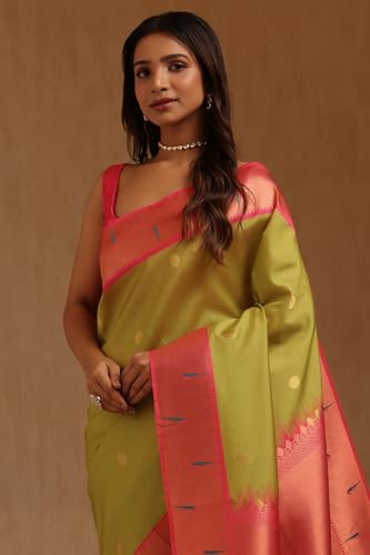 Soch Womens Tussar Geometric Saree With Zari Woven
