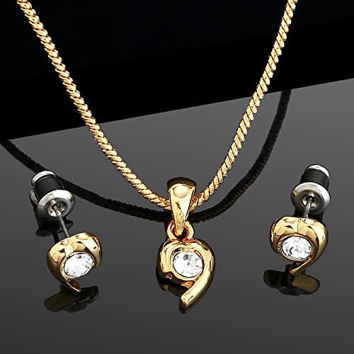 Estele 24Kt Gold Plated Enchanted Hearts Necklace Set for Women
