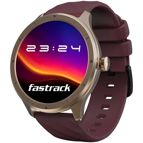 Fastrack FR2 Smart Watch, 1.38" UltraVU HD Display, Blazing Fast UI, Working Crown, AI Voice Assistant, IP68 Water & Dust Resistant, Health Suite, BT Calling, Smartwatch for Men & Women (Wine Red)