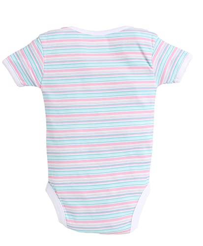 BUMZEE Pink & Sky Blue Half Sleeve Bodysuit Pack Of 3 For Baby Girl Age - 9-12 Months