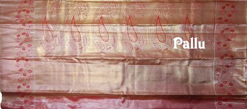 VFCollections Women's Traditional Handloom Kanchipuram Silk Pure Pattu Sarees | Rich Zari Woven Design | Bridal Saree | Unstitched Blouse (VFC720-3)