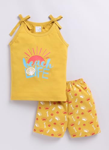 MI Kidz Pure Cotton Jhablas/Vests with Shoulder Straps and Half Pant Set for Infants
