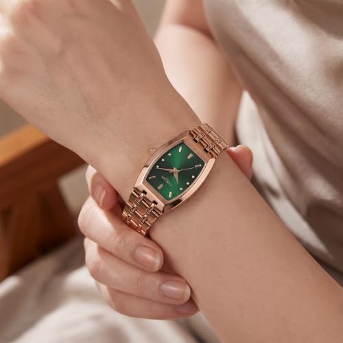 Carlton London Women's Watch Catherine Green Rectangle Dial CL-CT-RGRN | Green Dial | Rectangle Dial Shape | Silver Stainless Steel Bracelet | Quartz Movement